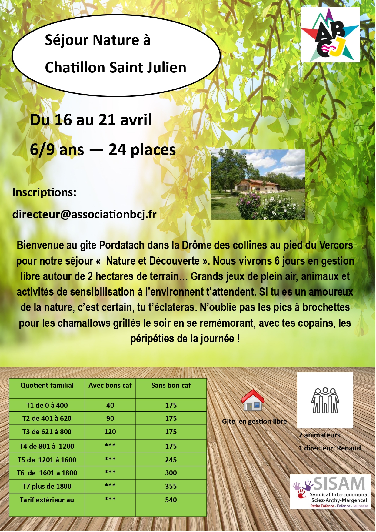 ABCJ Séjour Campagne 6 9 ans avril 2023 AFFICHE