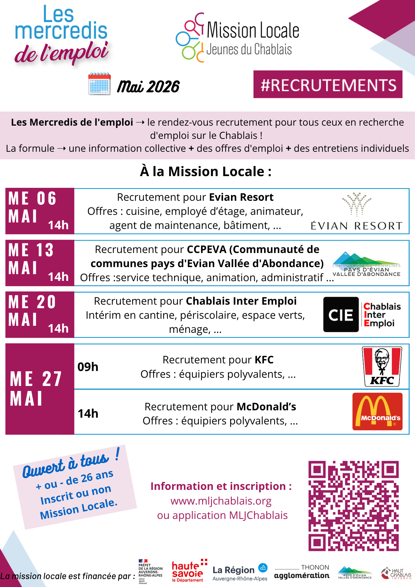 Mercredis emploi mai